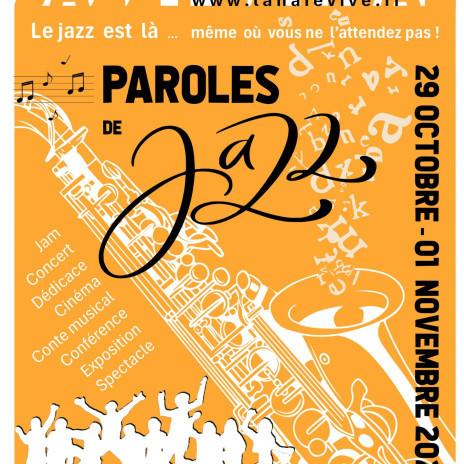 ????? ?  «    »  ! 

Pour cette première édition, tout le village se met à l’heure du jazz ! 

Une programmation éclectique, conviviale et ouverte à tous les publics avec jam session, concerts, séance de dédicaces, cinéma, spectacle musical, conférence, exposition et spectacle.

 Autant de rendez-vous pour écouter, découvrir, échanger et vibrer au rythme du jazz, dans le cadre unique et plein de charme de Saint-Gengoux-le-National.

 Rendez-vous   ????????    ????  pour cette première édition de Paroles de Jazz !

? B?i?l?l?e?t?t?e?r?i?e? ?:?
?Aux bureaux d'Information Touristique de Buxy et Saint-Gengoux-le-National 
 En ligne : https://www.tourisme-sud-cote-chalonnaise.com/evenements.html

Venez partager avec nous ce beau moment musical et culturel !