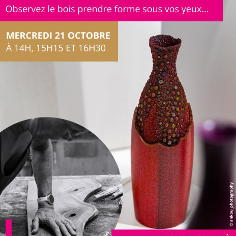 ?  '   ?

Pendant les vacances, poussez la porte d'un atelier pas comme les autres...

L’Office de Tourisme Sud Côte Chalonnaise vous invite à découvrir La Boissellière, l’atelier de tournage sur bois de Lydie Billon, à Marcilly-lès-Buxy. Observez le bois prendre forme sous vos yeux et découvrez comment, entre maîtrise du geste et créativité, un simple morceau de bois se transforme peu à peu en une pièce unique.

Un rendez-vous insolite à ne pas rater !

Infos pratiques : 
 Le mercredi 21 octobre à 14h, 15h15 et 16h30- Durée : 1h
Lieu : Le Martrat, 8A Place de la Mairie - MARCILLY-LES-BUXY
 GRATUIT
 Réservation au 03 85 92 00 16
À partir de 10 ans.